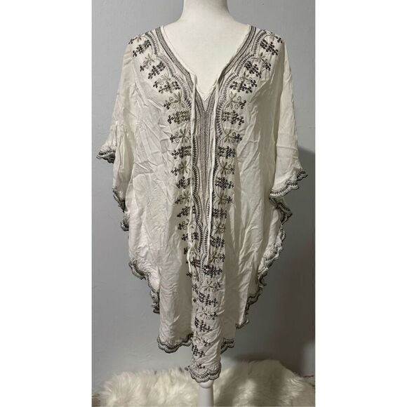 Embroidered silver embellished swim cover up XS - Picture 1 of 7